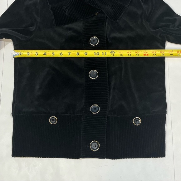 Jones New York Black Velvet Velour Large Button Tracksuit Women Size Medium - Picture 11 of 16